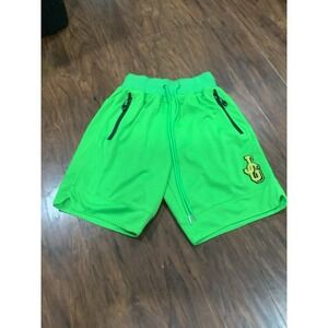 John Geiger JG Chenille Logo Mesh Basketball Shorts Lime Yellow